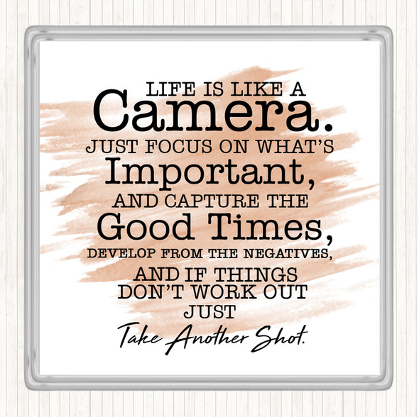 Watercolour Camera Quote Coaster