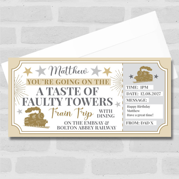 A Taste Of Faulty Towers Train Trip Personalised Gift Voucher Surprise Ticket
