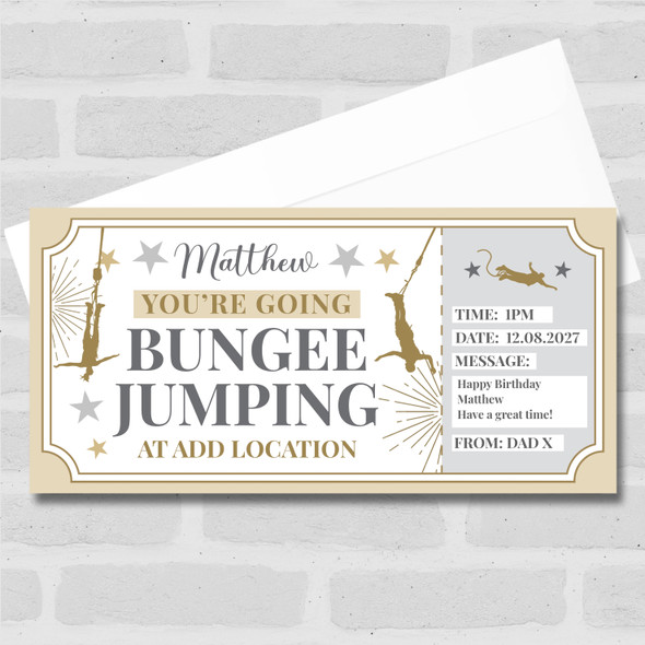 Bungee Jumping Stars Gold Personalised Gift Voucher Surprise Ticket