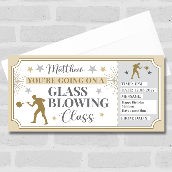 Glass Blowing Class Stars Gold Personalised Gift Voucher Surprise Ticket