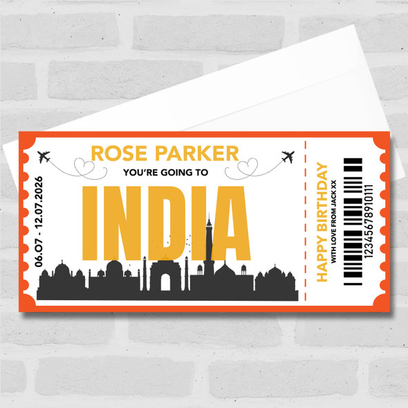 Going To India Skyline Personalised Gift Voucher Surprise Trip Holiday Ticket