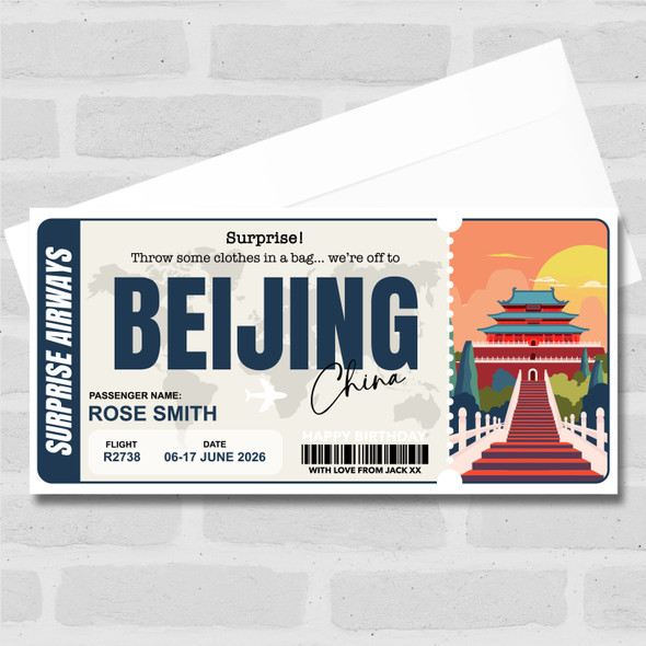 Trip To Beijing China Personalised Gift Voucher Surprise Trip Holiday Ticket