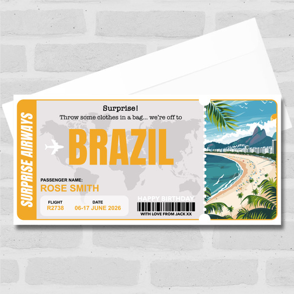 Trip To Brazil Pass Personalised Gift Voucher Surprise Trip Holiday Ticket