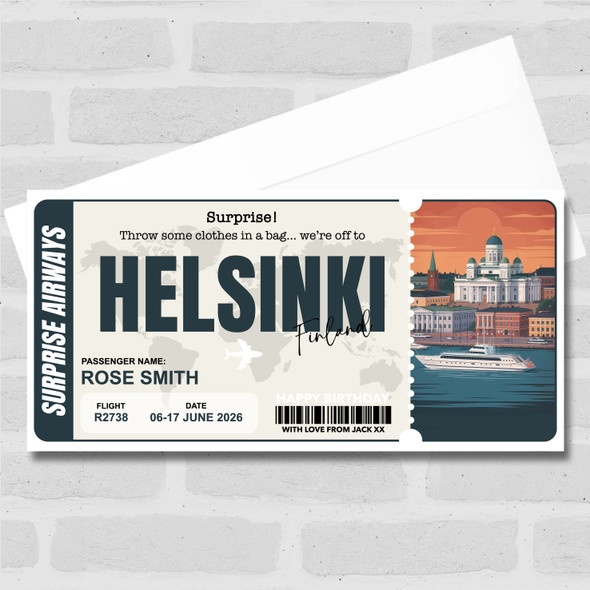 Trip To Helsinki Finland Personalised Gift Voucher Surprise Trip Holiday Ticket