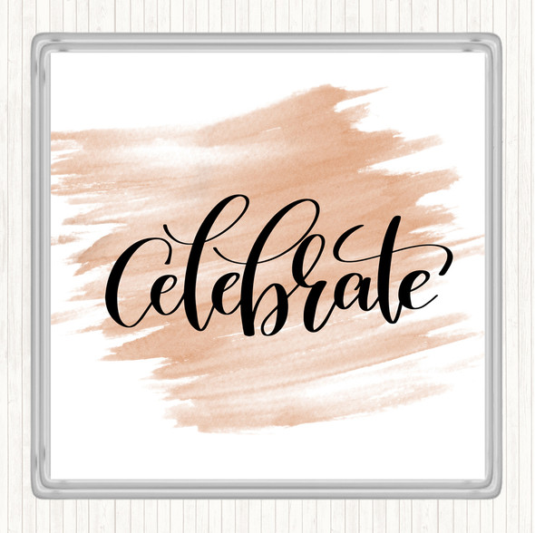 Watercolour Celebrate Swirl Quote Coaster