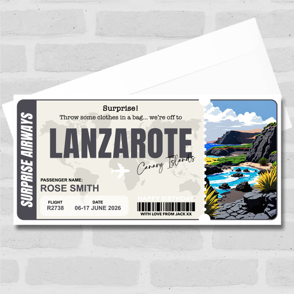 Trip To Lanzarote Pass Personalised Gift Voucher Surprise Trip Holiday Ticket