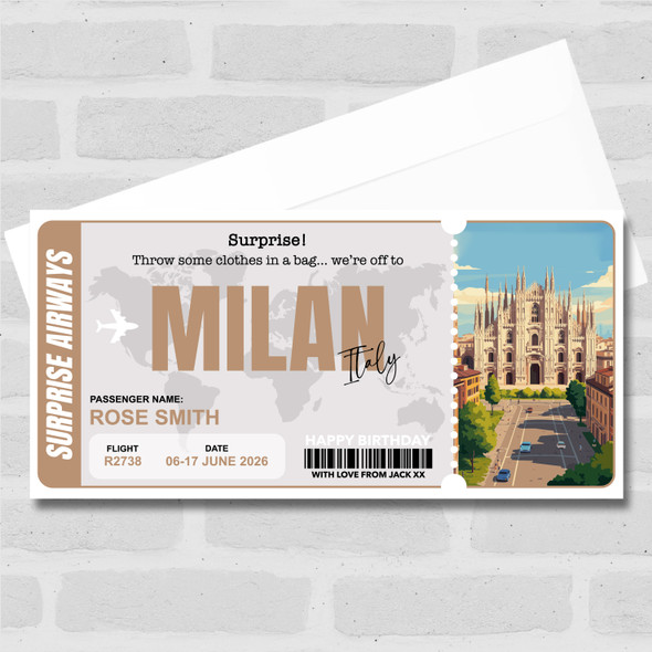 Trip To Milan Pass Personalised Gift Voucher Surprise Trip Holiday Ticket