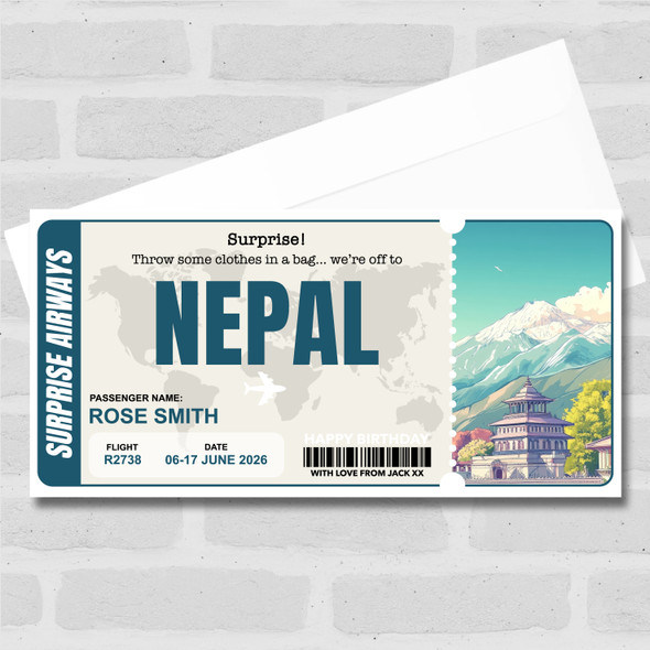 Trip To Nepal Pass Personalised Gift Voucher Surprise Trip Holiday Ticket