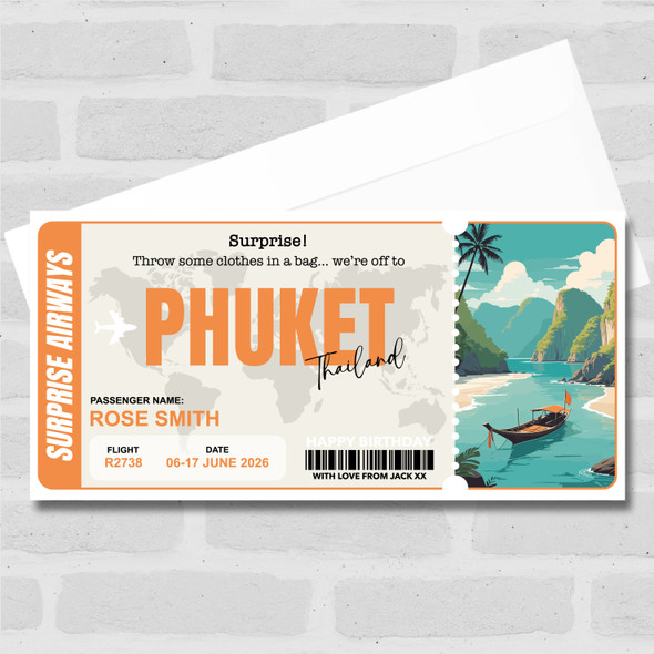 Trip To Phuket Thailand Personalised Gift Voucher Surprise Trip Holiday Ticket