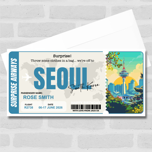 Trip To Seoul South Korea Personalised Gift Voucher Surprise Trip Holiday Ticket