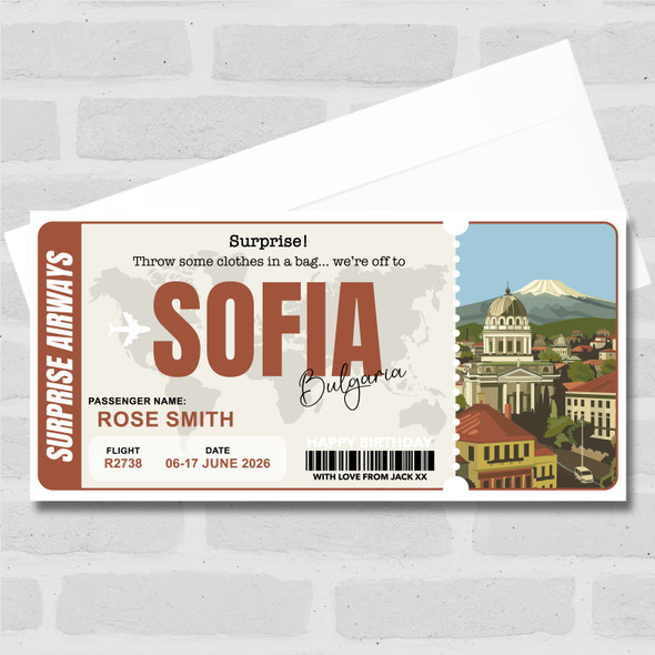 Trip To Sofia Bulgaria Personalised Gift Voucher Surprise Trip Holiday Ticket