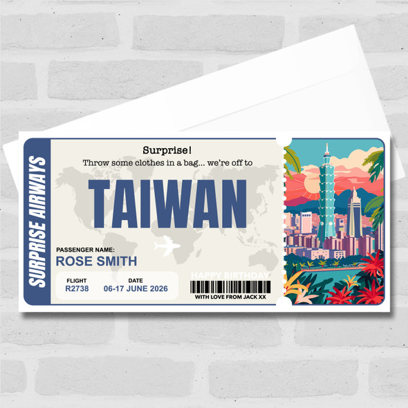 Trip To Taiwan Pass Personalised Gift Voucher Surprise Trip Holiday Ticket