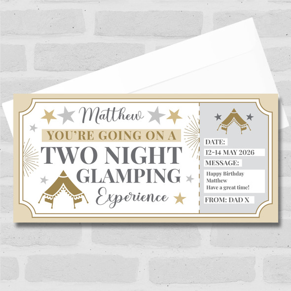 Two Night Glamping Personalised Gift Voucher Surprise Trip Holiday Ticket