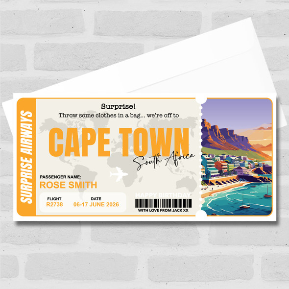 South Africa Cape Town Personalised Gift Voucher Surprise Trip Holiday Ticket