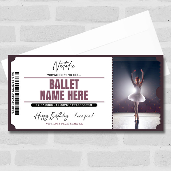 Ballet Show Theatre Personalised Surprise Ticket Gift Voucher