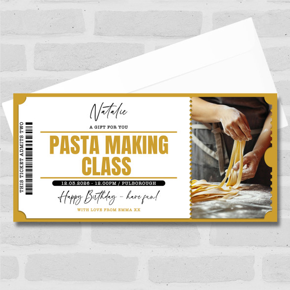 Pasta Making Class Personalised Surprise Ticket Gift Voucher