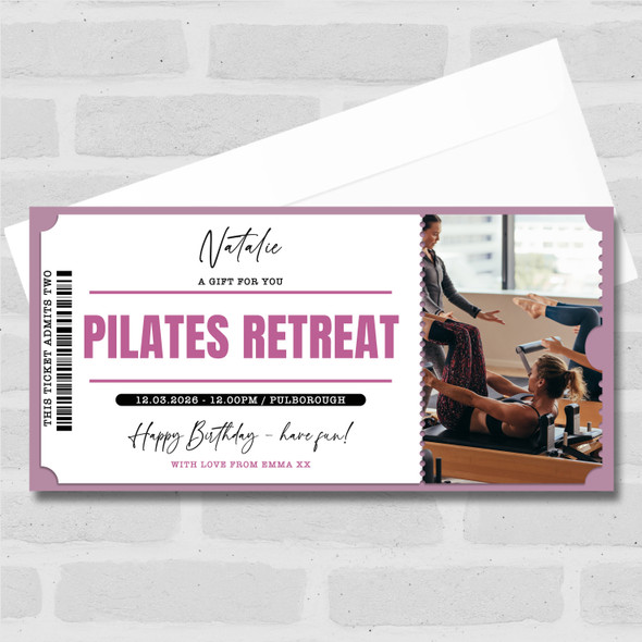 Pilates Retreat Personalised Surprise Ticket Gift Voucher