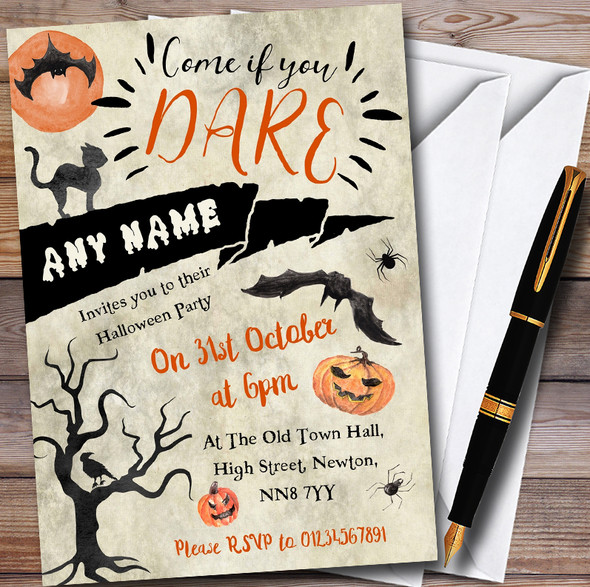 Come If You Dare Scary Customised Halloween Party Invitations