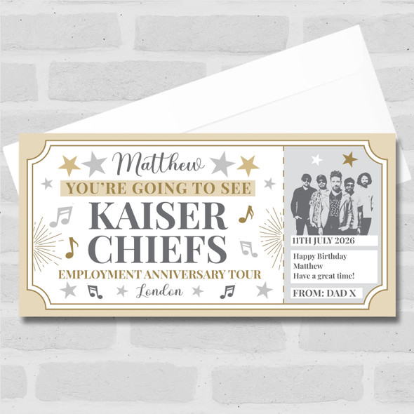 Kaiser Chiefs Concert Stars Gold Personalised Surprise Ticket Gift Voucher