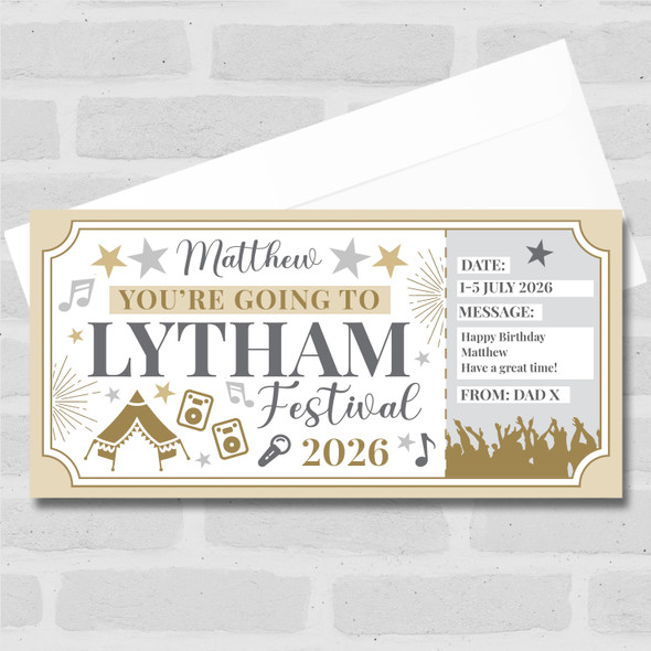 Lytham Festival Stars Gold Personalised Surprise Ticket Gift Voucher