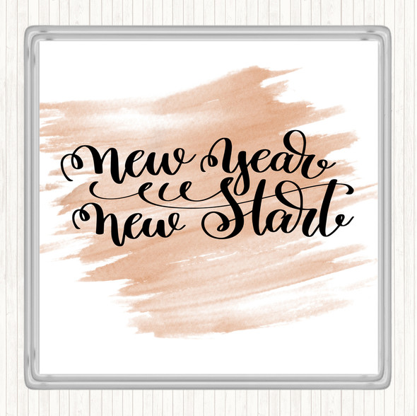 Watercolour Christmas New Year New Start Quote Coaster