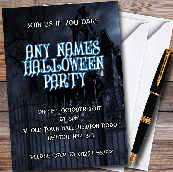 Dark Haunted House Customised Halloween Party Invitations