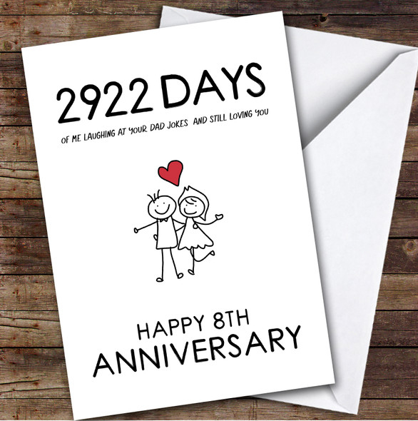 8th Wedding Anniversary Card Personalised Husband Dad Jokes