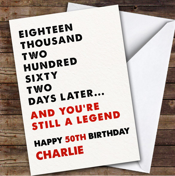 50th Birthday Card Personalised And Still You're Still A Legend