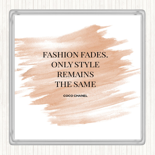 Watercolour Coco Chanel Fashion Fades Quote Coaster