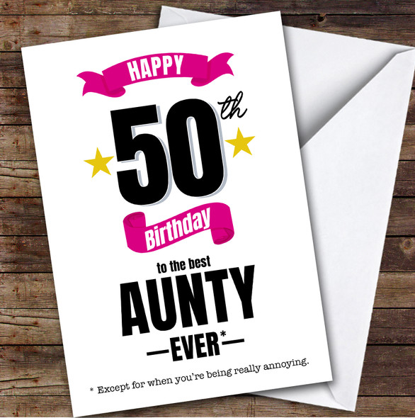 50th Birthday Card Personalised The Best Aunty Ever