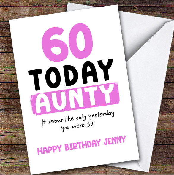 60th Birthday Card Personalised Aunty