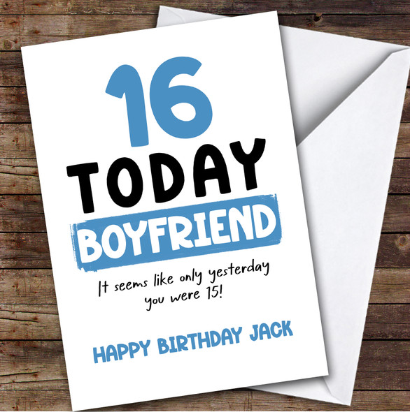 16th Birthday Card Personalised Boyfriend