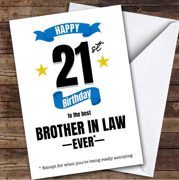 21st Birthday Card Personalised The Best Brother-In-Law Ever