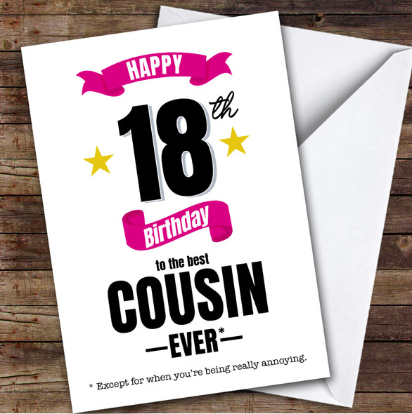 18th Birthday Card Personalised The Best Female Cousin Ever