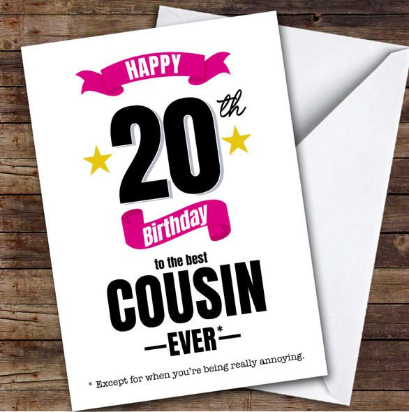 20th Birthday Card Personalised The Best Female Cousin Ever