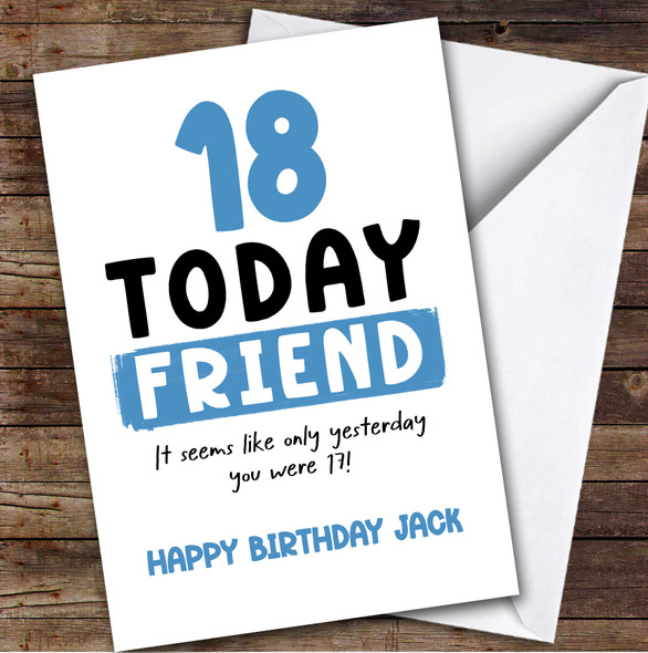 18th Birthday Card Personalised Male Friend