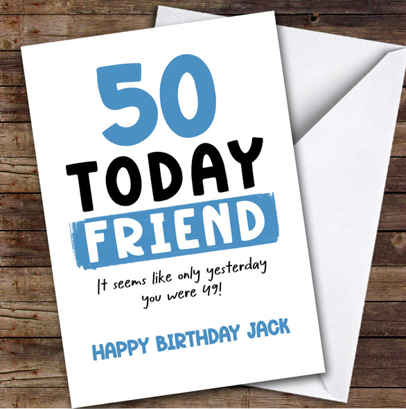 50th Birthday Card Personalised Male Friend
