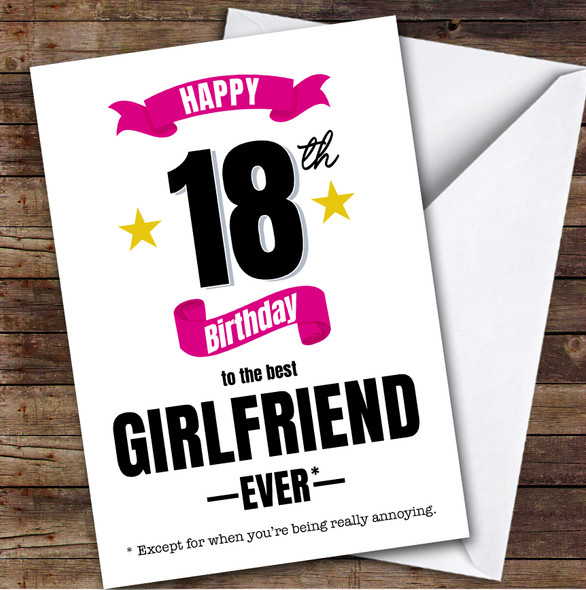 18th Birthday Card Personalised The Best Girlfriend Ever