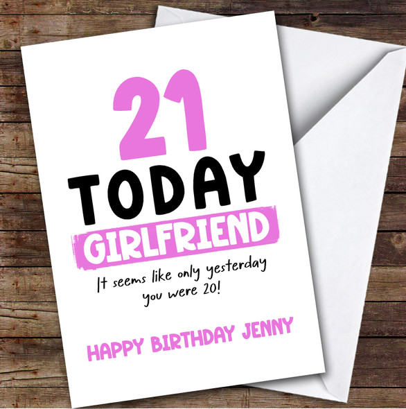 21st Birthday Card Personalised Girlfriend