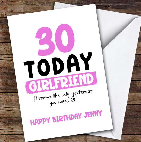 30th Birthday Card Personalised Girlfriend