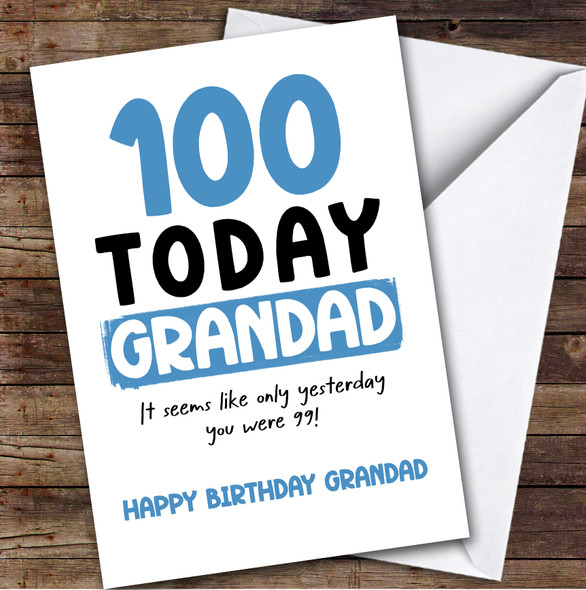 100th Birthday Card Personalised Grandad