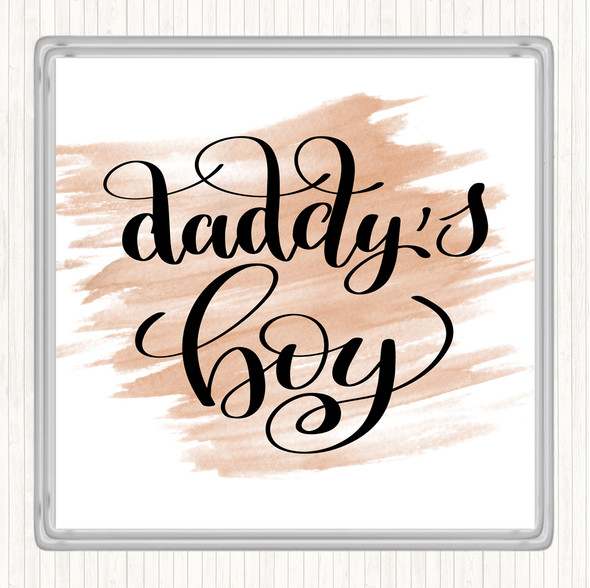 Watercolour Daddy's Boy Quote Coaster