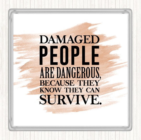 Watercolour Damaged People Quote Coaster