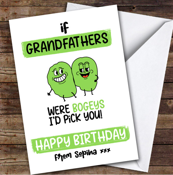 Funny Bogey Grandfather Birthday Card Personalised