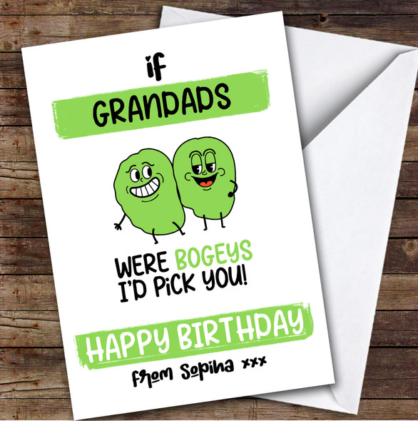 Funny Bogey Grandad Birthday Card Personalised
