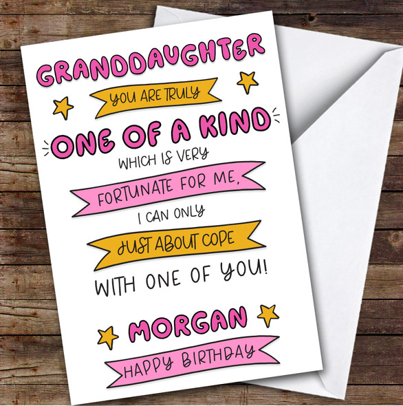 Birthday Card Personalised Granddaughter One Of A Kind Funny