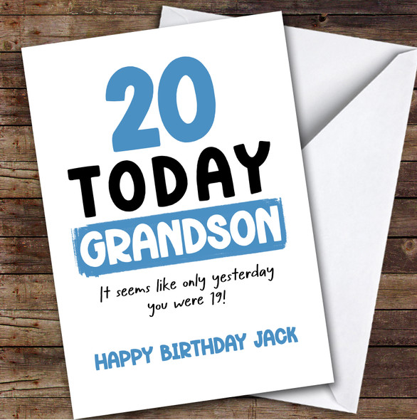 20th Birthday Card Personalised Grandson