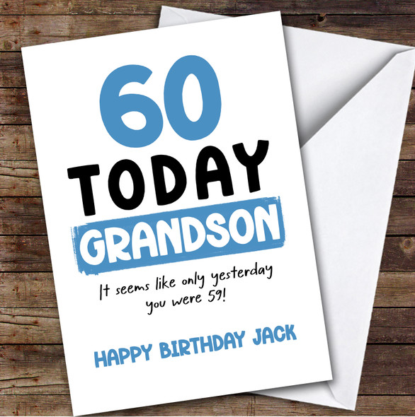 60th Birthday Card Personalised Grandson