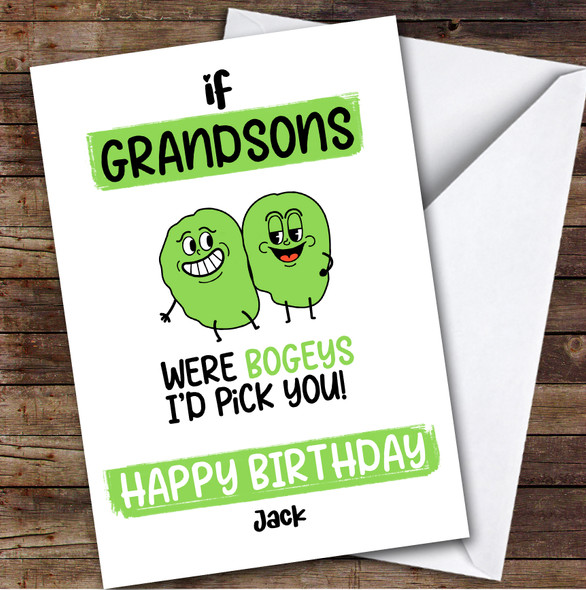 Funny Bogey Grandson Birthday Card Personalised