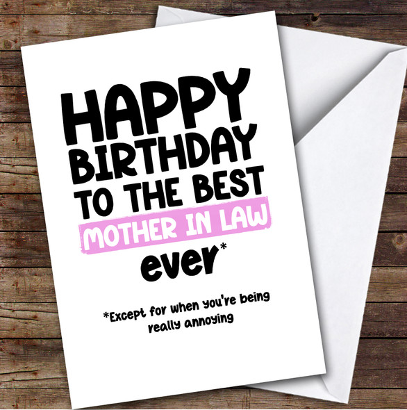 Funny Happy Birthday Card Personalised The Best Mother-In-Law Ever